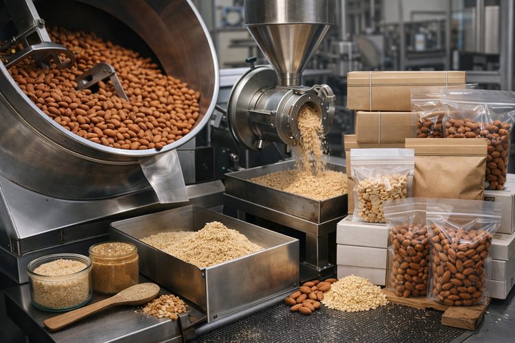 Illustrated placeholder for article titled Toll Roasting, Grinding and Packing for Almond Projects