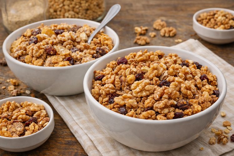 Illustrated placeholder for article titled Walnuts in Granola and Cereal: Managing Bite, Flavor and Piece Integrity