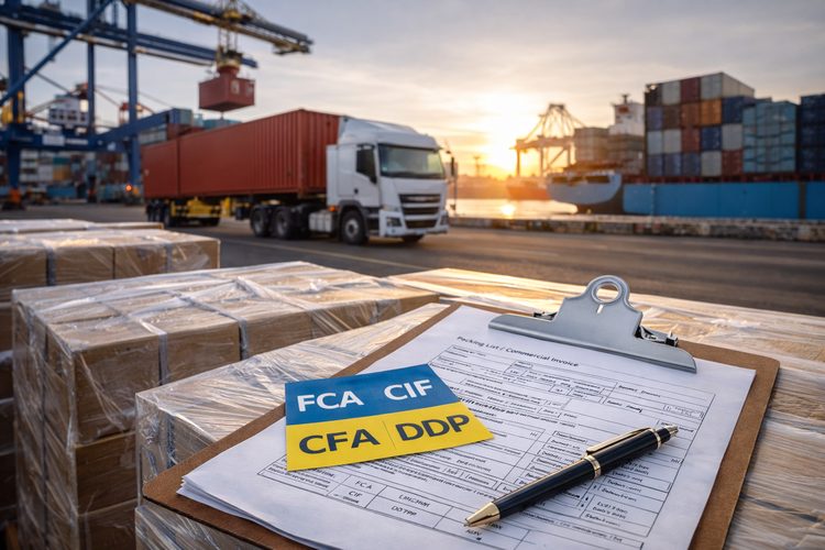 Illustrated placeholder for article titled Freight, Timing and Incoterms for Walnut Buyers