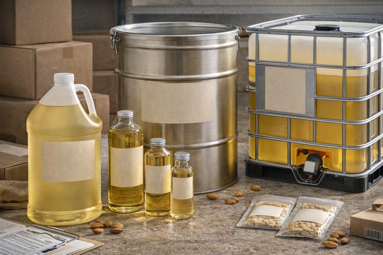 Illustrated placeholder for refined almond oil